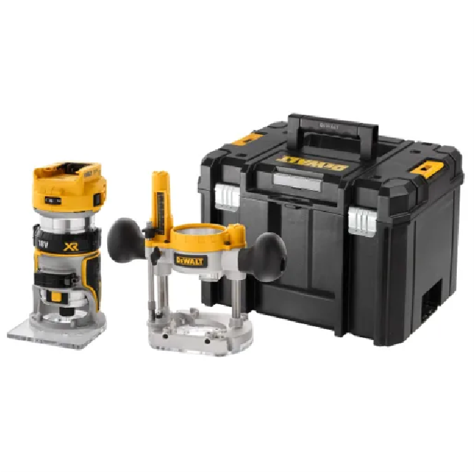 DeWalt DCW604NT-XJ XR Li-ion BL Router with Extra Bases 18V Bare Unit